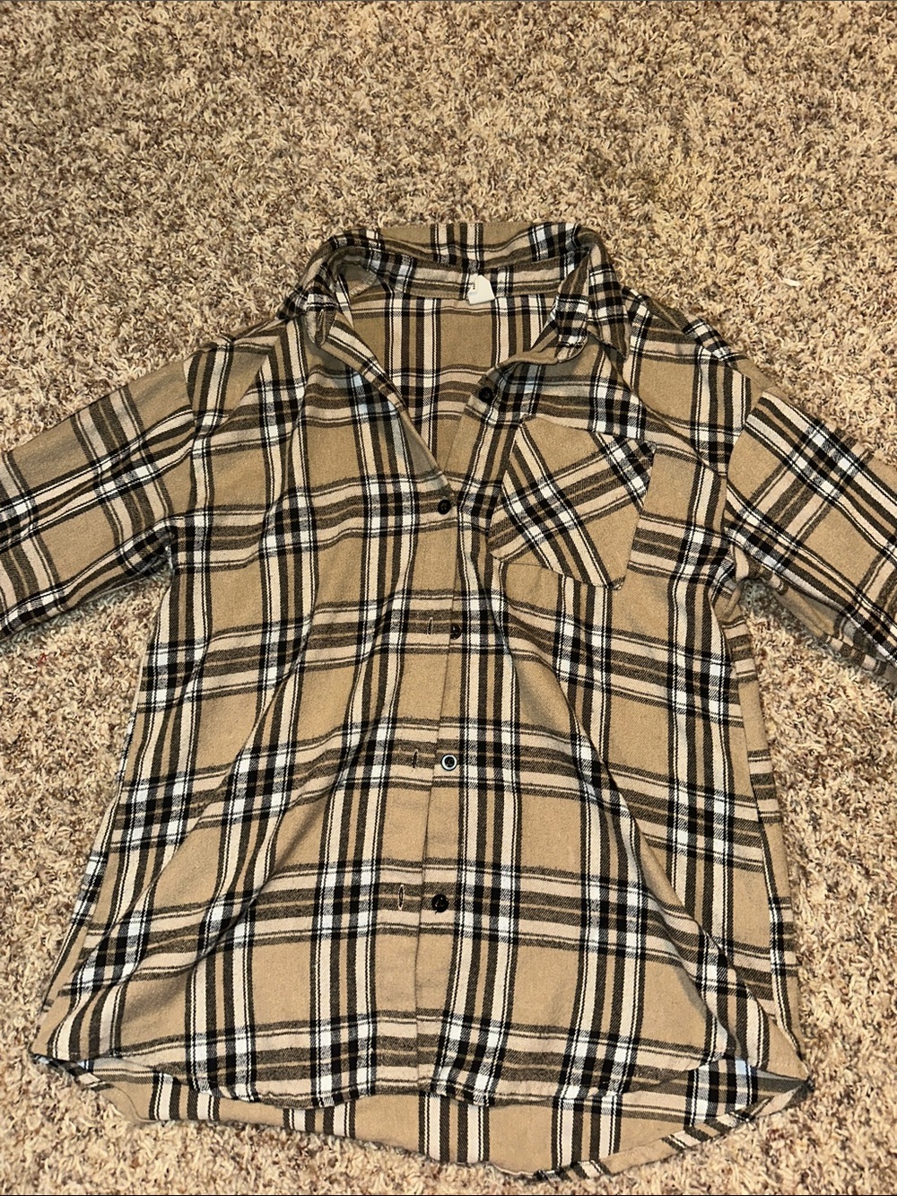 11-12 yr Beige Plaid Button-Up Shirt